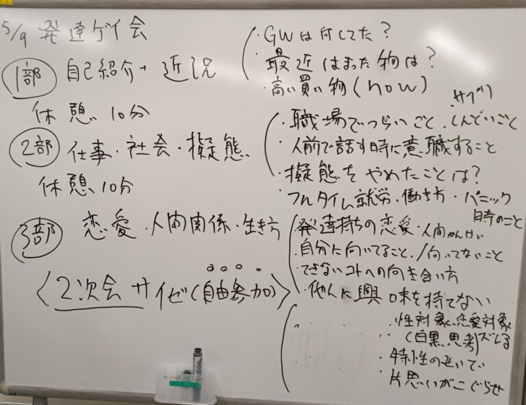 ウェルカム発達ゲイ会 2026年5月9日