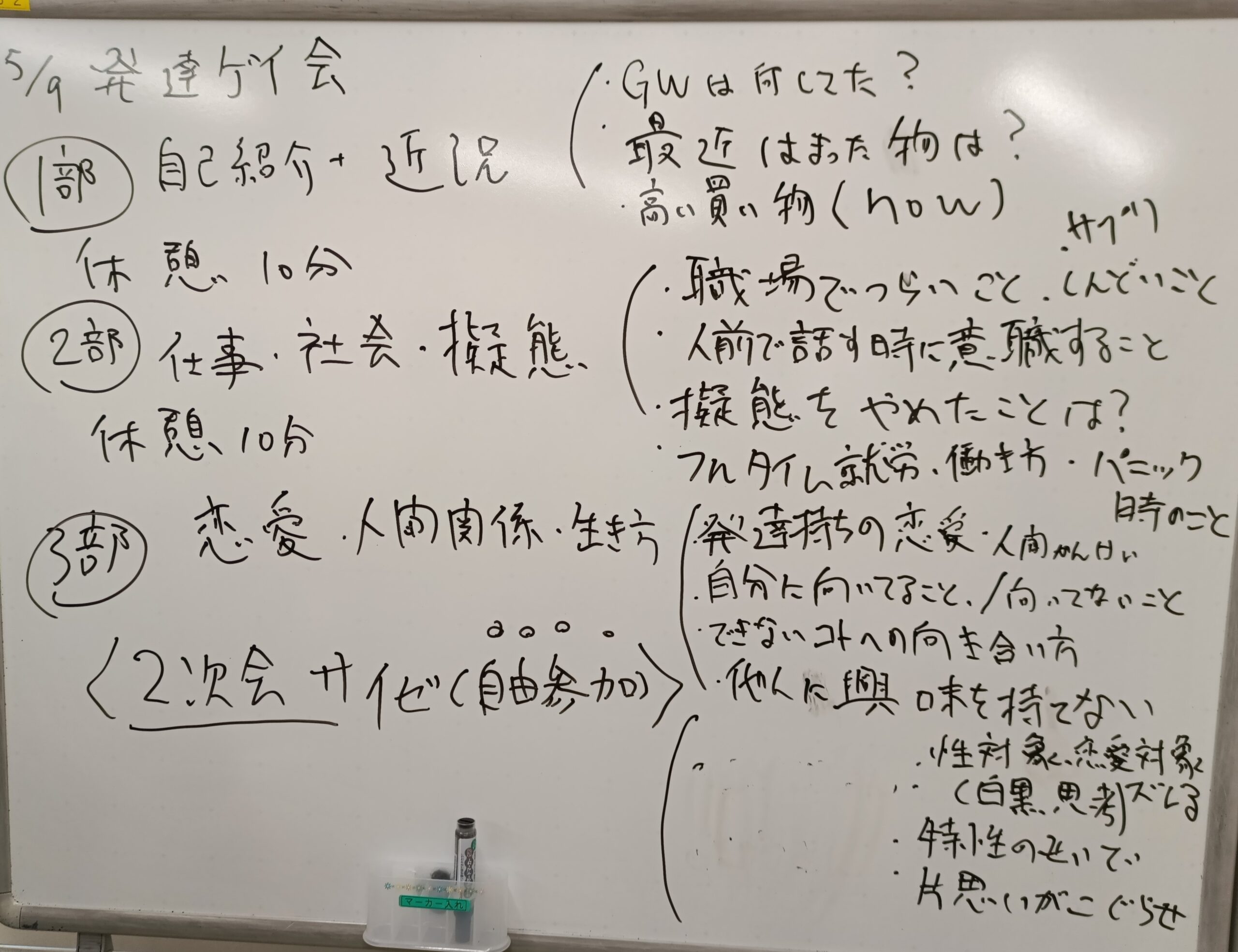 ウェルカム発達ゲイ会 2026年5月9日